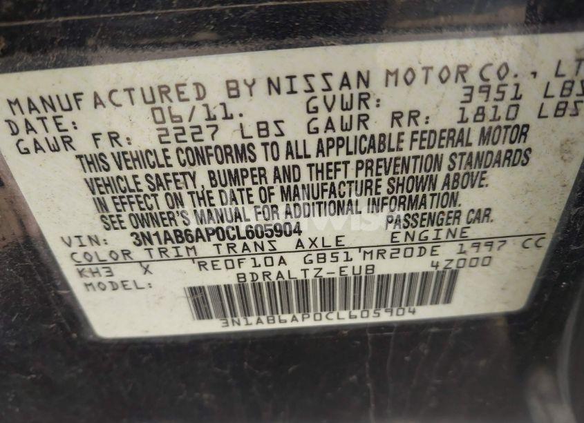 Photo 9 of 2012 Nissan Sentra 2.0 SR (VIN 3N1AB6AP0CL605904)