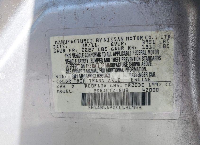 Photo 9 of 2012 Nissan Sentra 2.0 SR (VIN 3N1AB6AP0CL636943)