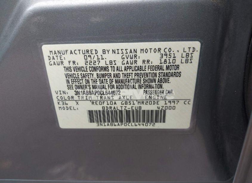 Photo 9 of 2012 Nissan Sentra 2.0 S (VIN 3N1AB6AP0CL644072)