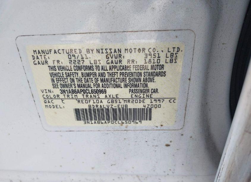 Photo 9 of 2012 Nissan Sentra 2.0 SL (VIN 3N1AB6AP0CL650969)