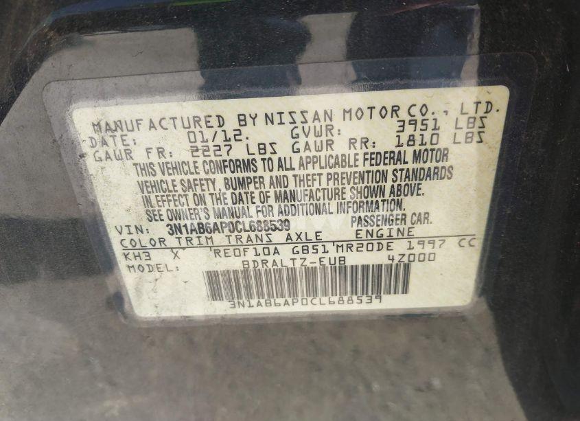 Photo 9 of 2012 Nissan Sentra 2.0 S (VIN 3N1AB6AP0CL688539)