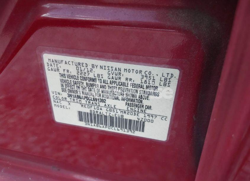 Photo 9 of 2012 Nissan Sentra 2.0 S (VIN 3N1AB6AP0CL691392)