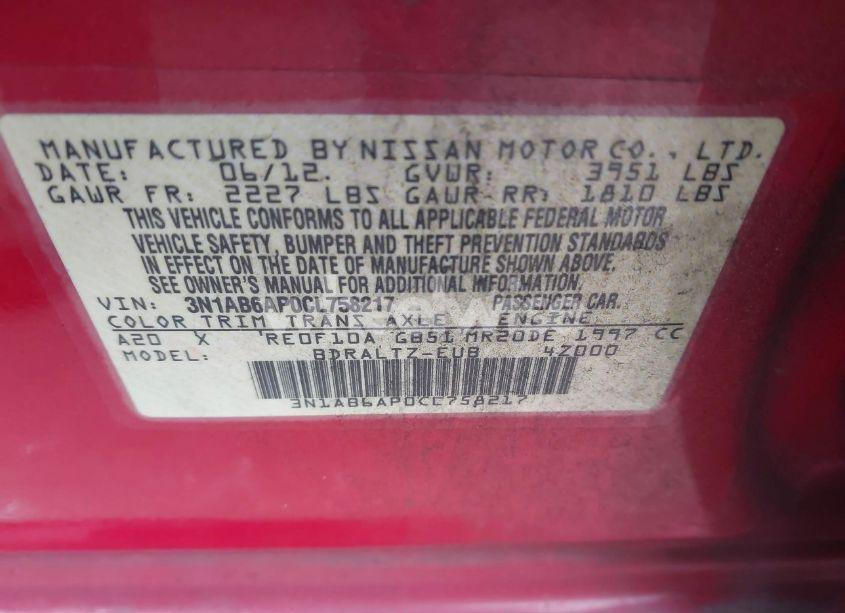 Photo 9 of 2012 Nissan Sentra 2.0 SR (VIN 3N1AB6AP0CL758217)