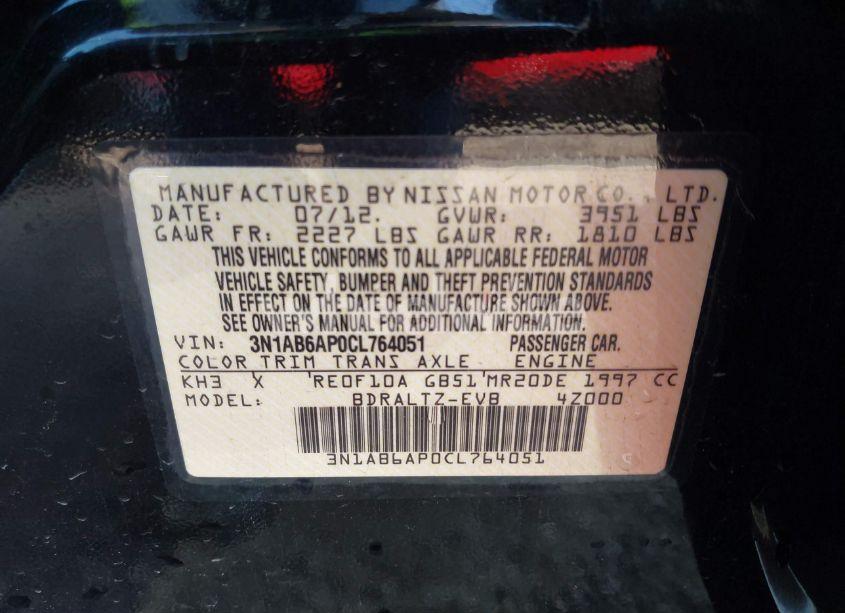 Photo 9 of 2012 Nissan Sentra 2.0 SR (VIN 3N1AB6AP0CL764051)