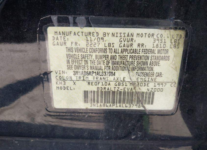 Photo 9 of 2010 Nissan Sentra 2.0S (VIN 3N1AB6AP1AL637984)