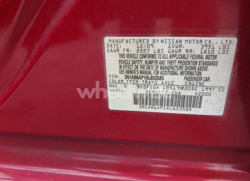 Photo 9 of 2010 Nissan Sentra 2.0S (VIN 3N1AB6AP1AL653585)
