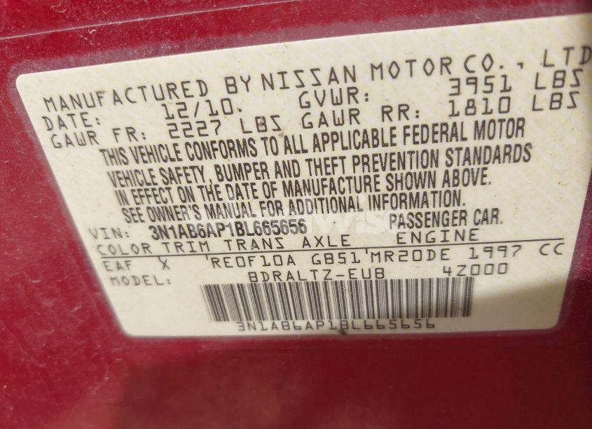 Photo 9 of 2011 Nissan Sentra 2.0SR (VIN 3N1AB6AP1BL665656)