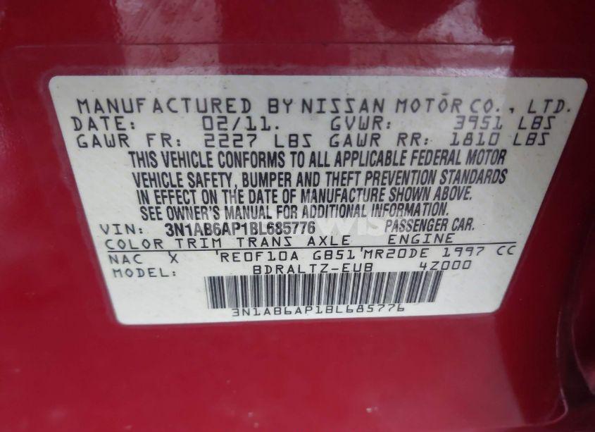 Photo 9 of 2011 Nissan Sentra 2.0S (VIN 3N1AB6AP1BL685776)