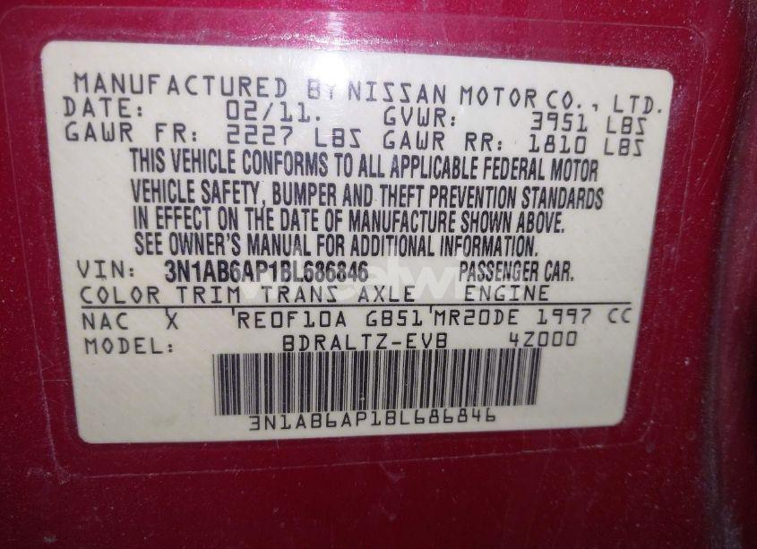 Photo 9 of 2011 Nissan Sentra 2.0S (VIN 3N1AB6AP1BL686846)