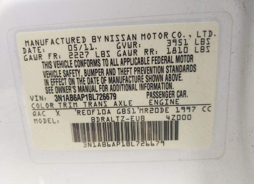 Photo 9 of 2011 Nissan Sentra 2.0S (VIN 3N1AB6AP1BL726679)