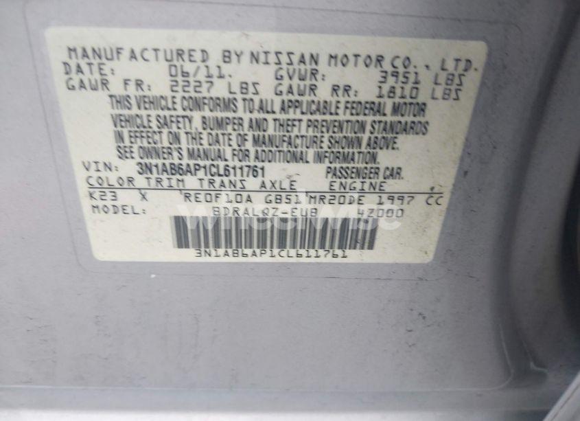 Photo 9 of 2012 Nissan Sentra 2.0 (VIN 3N1AB6AP1CL611761)