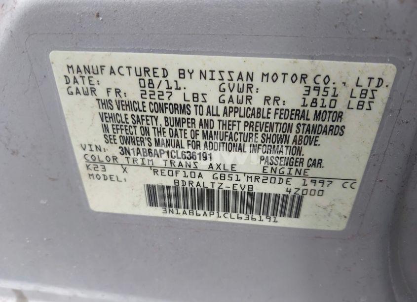 Photo 9 of 2012 Nissan Sentra 2.0 SR (VIN 3N1AB6AP1CL636191)