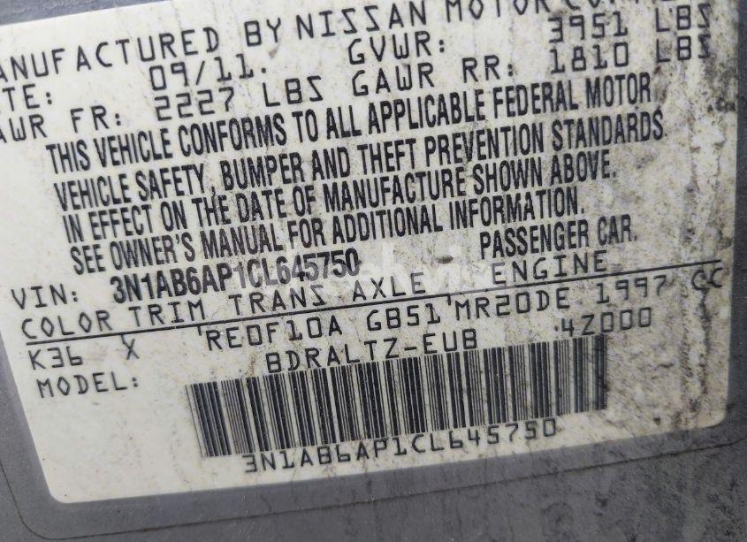 Photo 9 of 2012 Nissan Sentra 2.0 S (VIN 3N1AB6AP1CL645750)