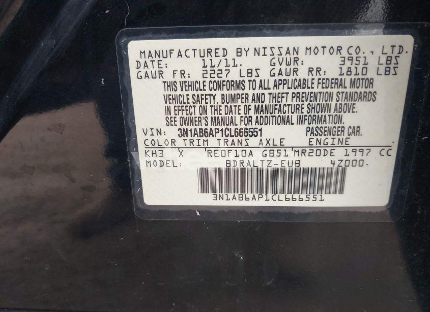 Photo 9 of 2012 Nissan Sentra 2.0 SR (VIN 3N1AB6AP1CL666551)