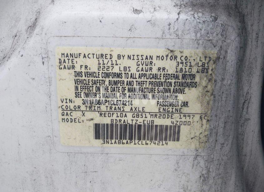 Photo 9 of 2012 Nissan Sentra 2.0 SR (VIN 3N1AB6AP1CL674214)