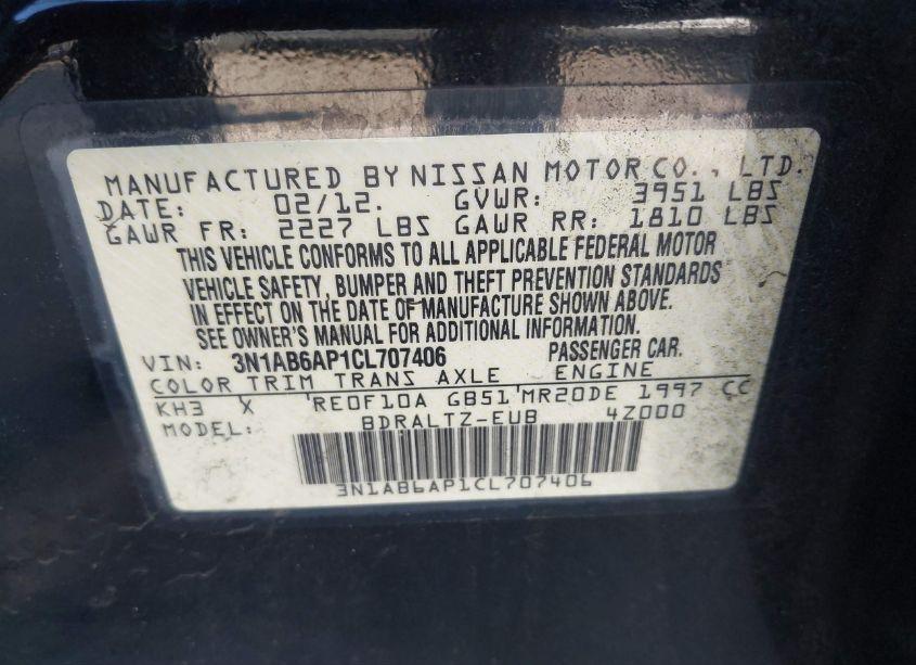 Photo 9 of 2012 Nissan Sentra 2.0/2.0S/SR/2.0SL (VIN 3N1AB6AP1CL707406)