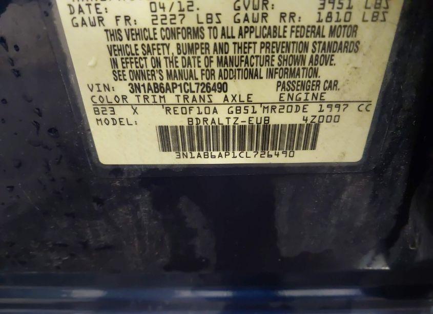 Photo 9 of 2012 Nissan Sentra 2.0 S (VIN 3N1AB6AP1CL726490)