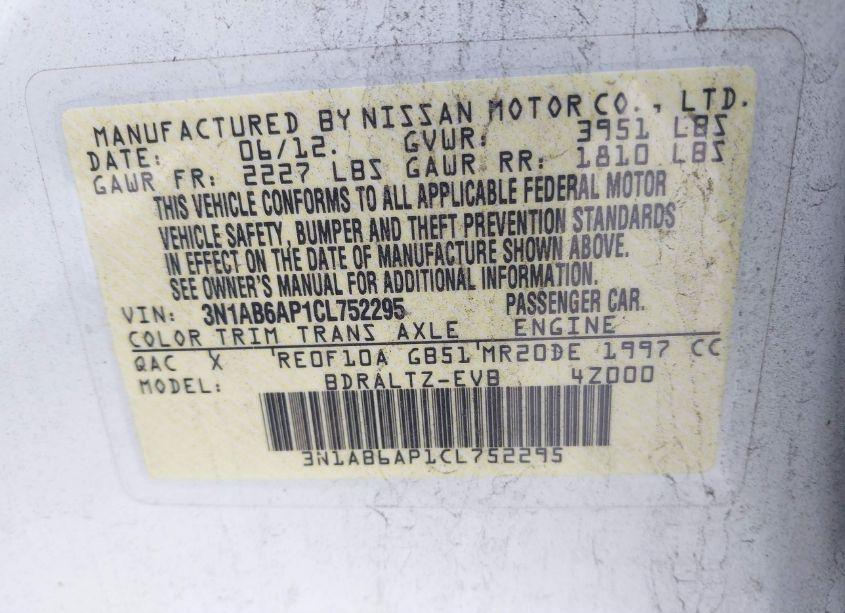 Photo 9 of 2012 Nissan Sentra 2.0 SR (VIN 3N1AB6AP1CL752295)