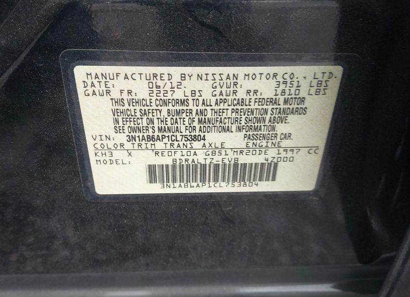 Photo 9 of 2012 Nissan Sentra 2.0 SR (VIN 3N1AB6AP1CL753804)