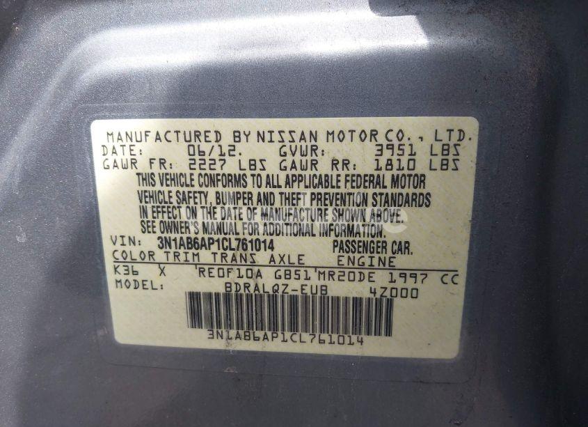Photo 9 of 2012 Nissan Sentra 2.0 (VIN 3N1AB6AP1CL761014)