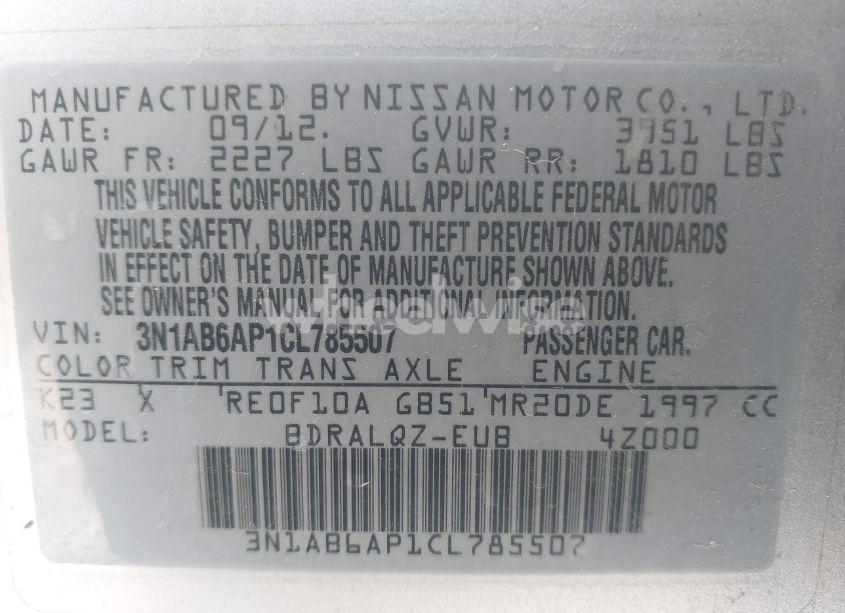 Photo 9 of 2012 Nissan Sentra 2.0 (VIN 3N1AB6AP1CL785507)