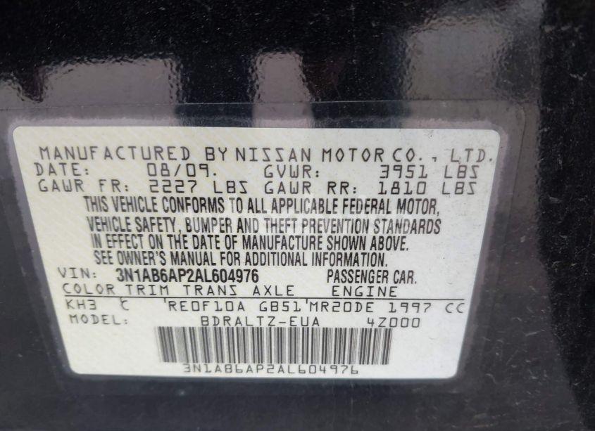 Photo 9 of 2010 Nissan Sentra 2.0S (VIN 3N1AB6AP2AL604976)