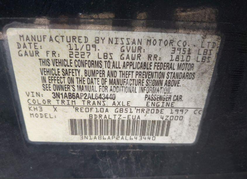 Photo 9 of 2010 Nissan Sentra 2.0/2.0S/SR/2.0SL (VIN 3N1AB6AP2AL643440)