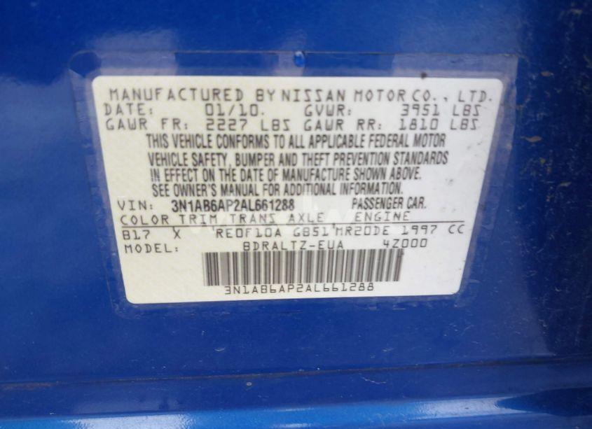 Photo 9 of 2010 Nissan Sentra 2.0SR (VIN 3N1AB6AP2AL661288)