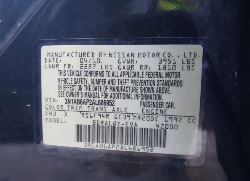 Photo 9 of 2010 Nissan Sentra 2.0 (VIN 3N1AB6AP2AL686952)