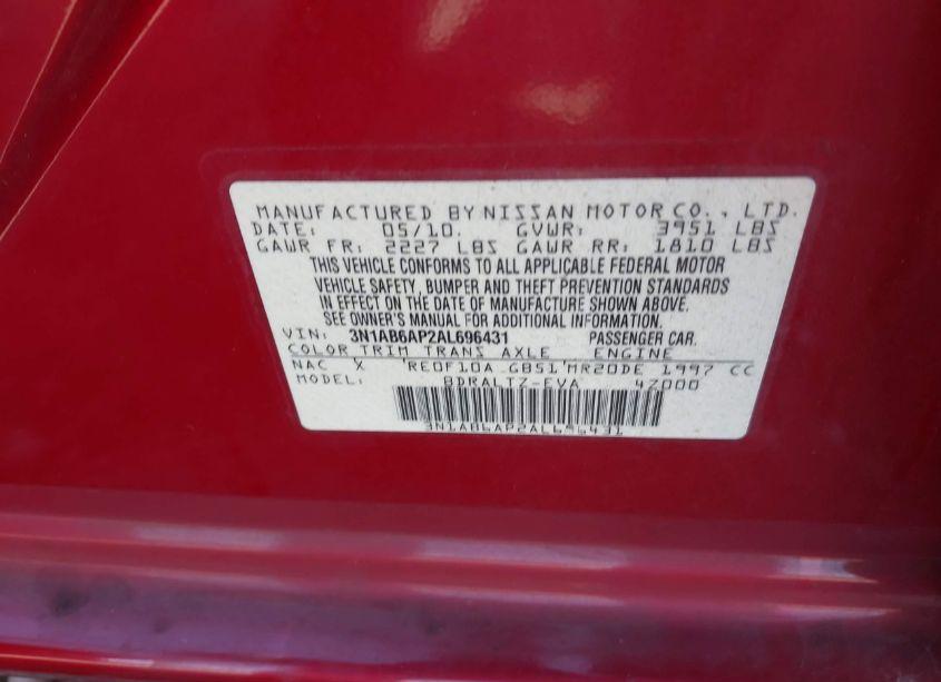 Photo 9 of 2010 Nissan Sentra 2.0S (VIN 3N1AB6AP2AL696431)