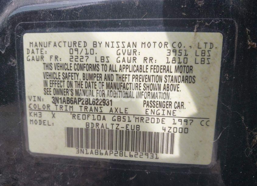 Photo 9 of 2011 Nissan Sentra 2.0SR (VIN 3N1AB6AP2BL622931)