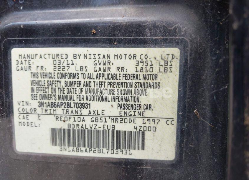 Photo 9 of 2011 Nissan Sentra 2.0SL (VIN 3N1AB6AP2BL703931)