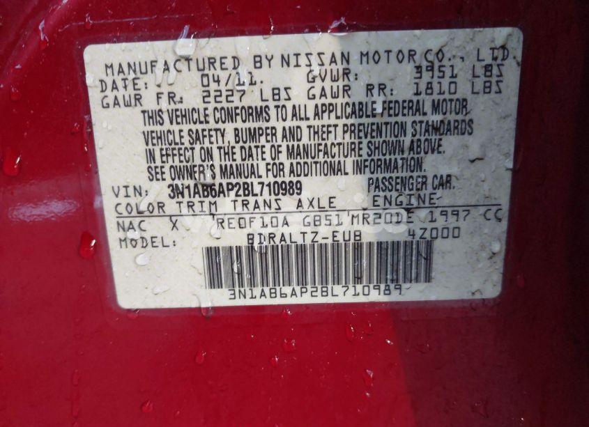 Photo 9 of 2011 Nissan Sentra 2.0S (VIN 3N1AB6AP2BL710989)