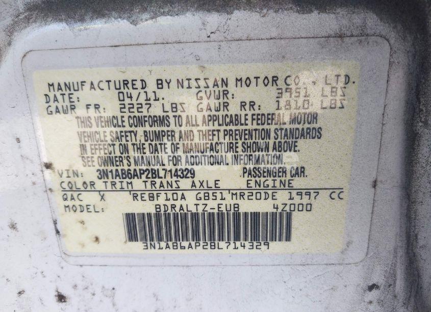 Photo 9 of 2011 Nissan Sentra 2.0S (VIN 3N1AB6AP2BL714329)