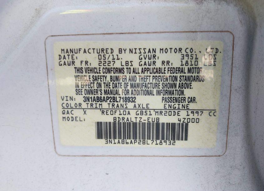 Photo 9 of 2011 Nissan Sentra 2.0SR (VIN 3N1AB6AP2BL718932)