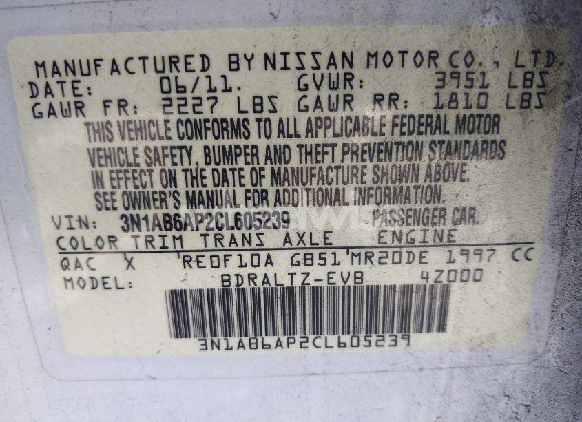 Photo 9 of 2012 Nissan Sentra 2.0 S (VIN 3N1AB6AP2CL605239)