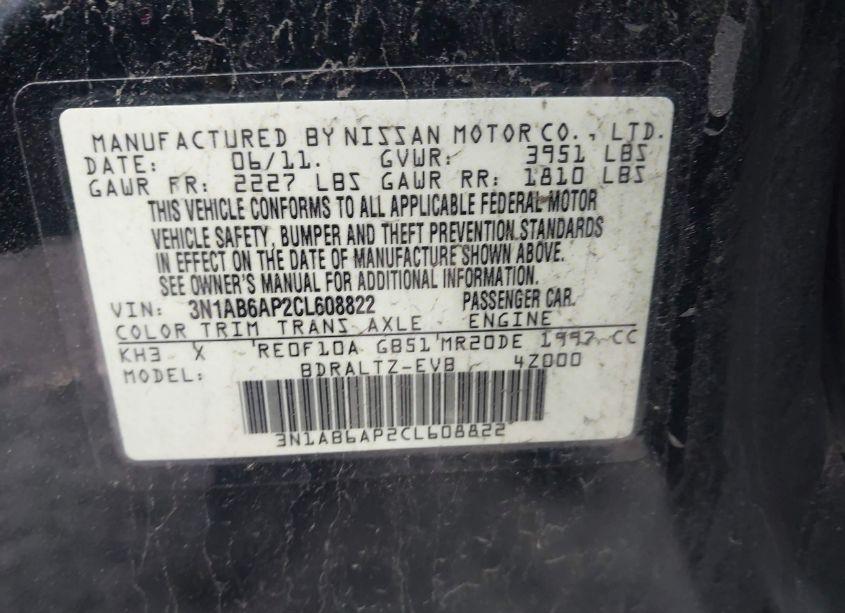 Photo 9 of 2012 Nissan Sentra 2.0 S (VIN 3N1AB6AP2CL608822)