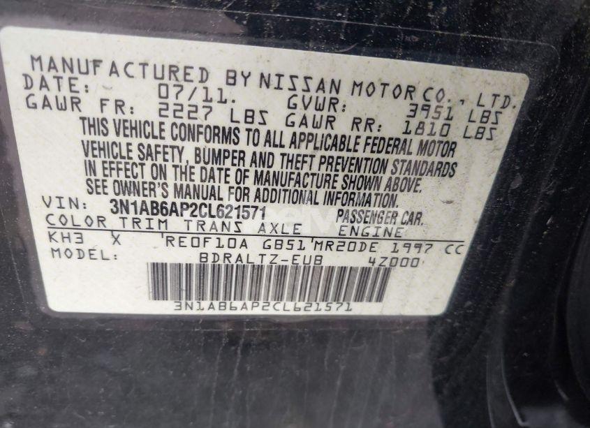 Photo 9 of 2012 Nissan Sentra 2.0 SR (VIN 3N1AB6AP2CL621571)