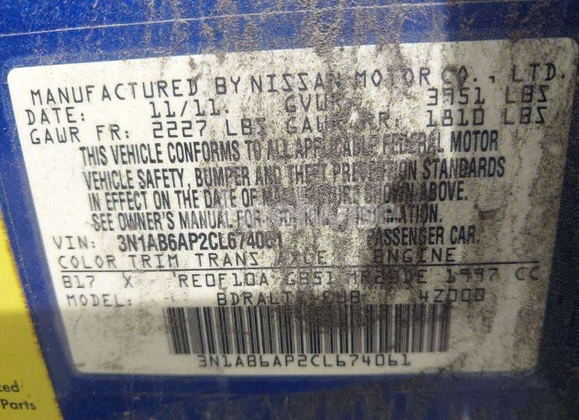 Photo 9 of 2012 Nissan Sentra 2.0 SR (VIN 3N1AB6AP2CL674061)