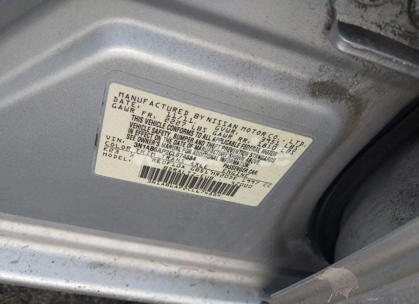 Photo 9 of 2012 Nissan Sentra 2.0 S (VIN 3N1AB6AP2CL674884)