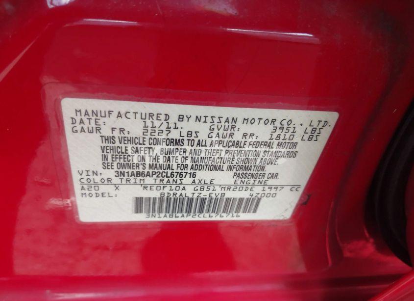 Photo 9 of 2012 Nissan Sentra 2.0 SR (VIN 3N1AB6AP2CL676716)