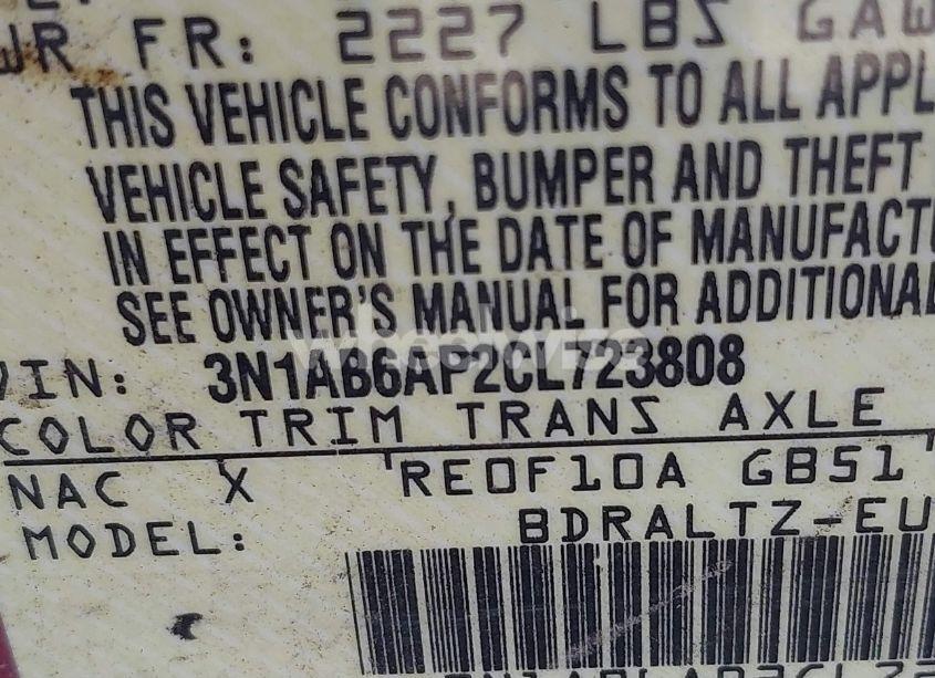 Photo 9 of 2012 Nissan Sentra 2.0 S (VIN 3N1AB6AP2CL723808)