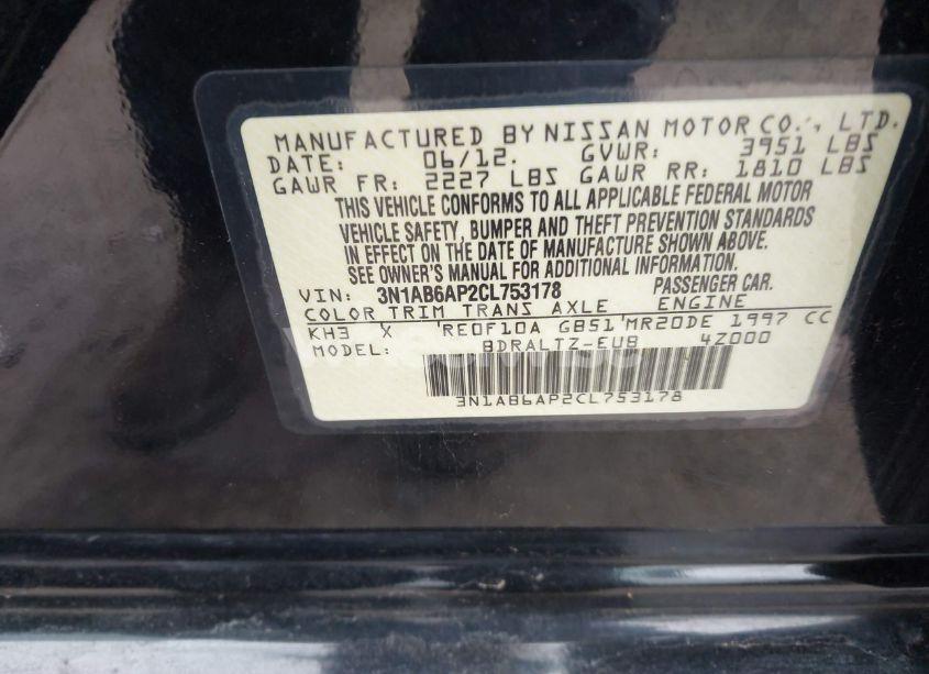 Photo 9 of 2012 Nissan Sentra 2.0 SR (VIN 3N1AB6AP2CL753178)