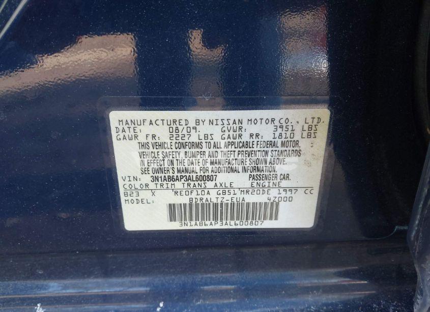 Photo 9 of 2010 Nissan Sentra 2.0S (VIN 3N1AB6AP3AL600807)