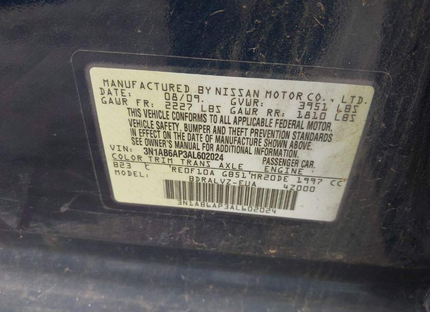 Photo 9 of 2010 Nissan Sentra 2.0SL (VIN 3N1AB6AP3AL602024)