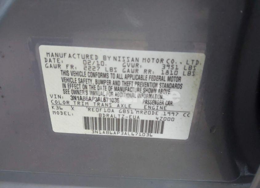 Photo 9 of 2010 Nissan Sentra 2.0/2.0S/SR/2.0SL (VIN 3N1AB6AP3AL671036)