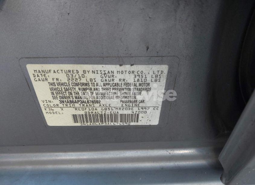 Photo 9 of 2010 Nissan Sentra 2.0S (VIN 3N1AB6AP3AL676592)