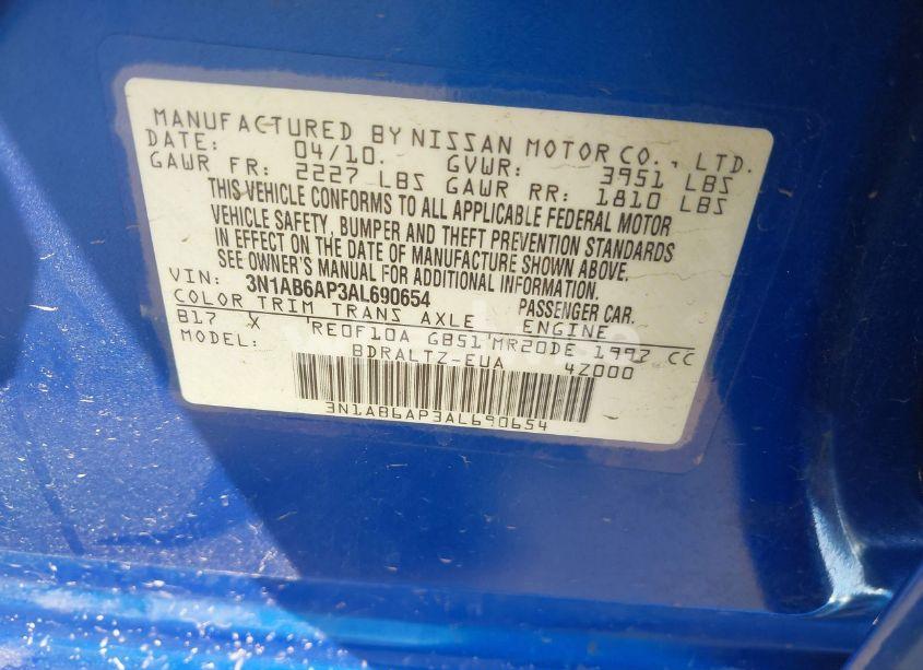 Photo 9 of 2010 Nissan Sentra 2.0SR (VIN 3N1AB6AP3AL690654)