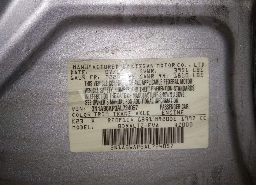 Photo 9 of 2010 Nissan Sentra 2.0SR (VIN 3N1AB6AP3AL724057)