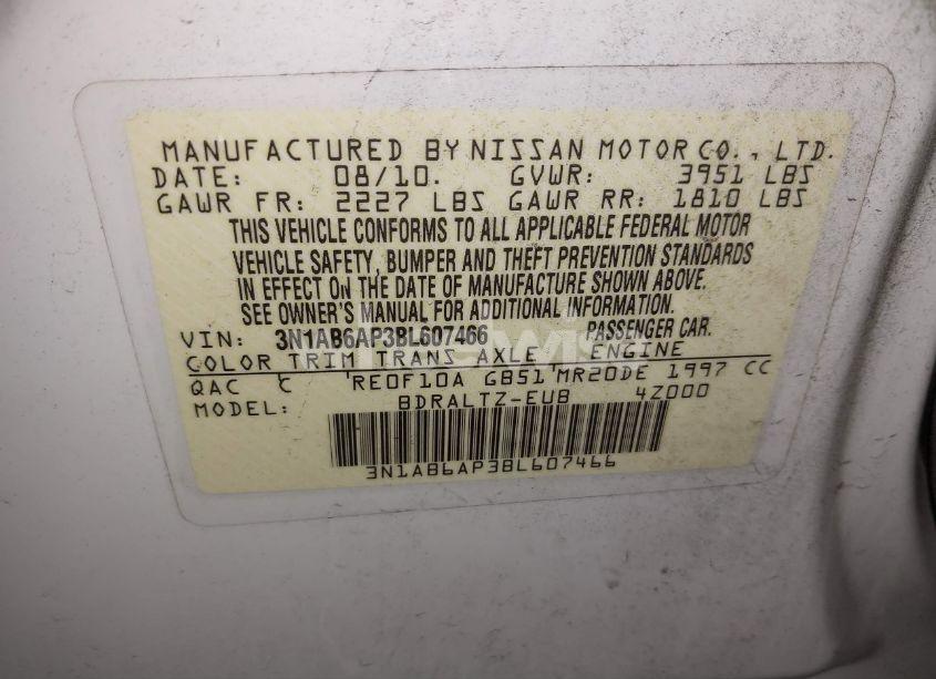 Photo 9 of 2011 Nissan Sentra 2.0S (VIN 3N1AB6AP3BL607466)